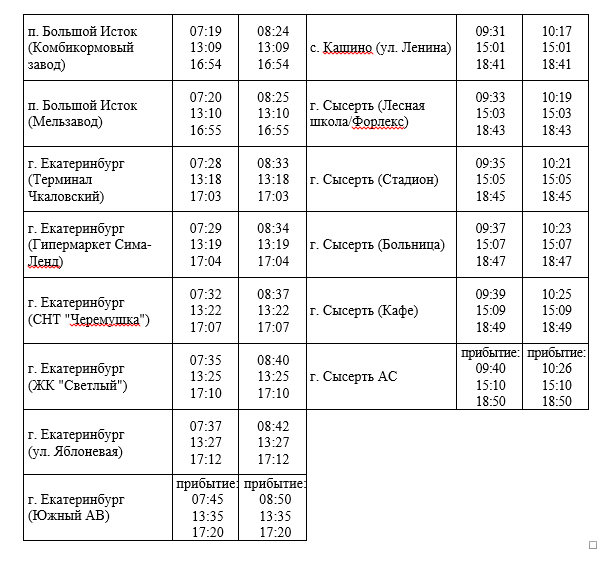 Автобусы екатеринбург арамиль расписание южный